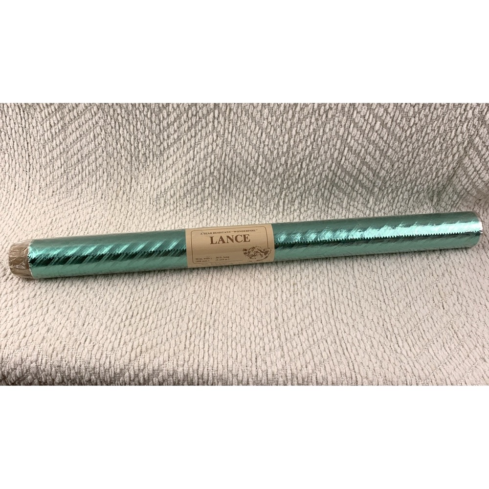Vtg Christmas Wrapping Paper Foil Metallic Green Shiny MCM Texture NOS Lance USA